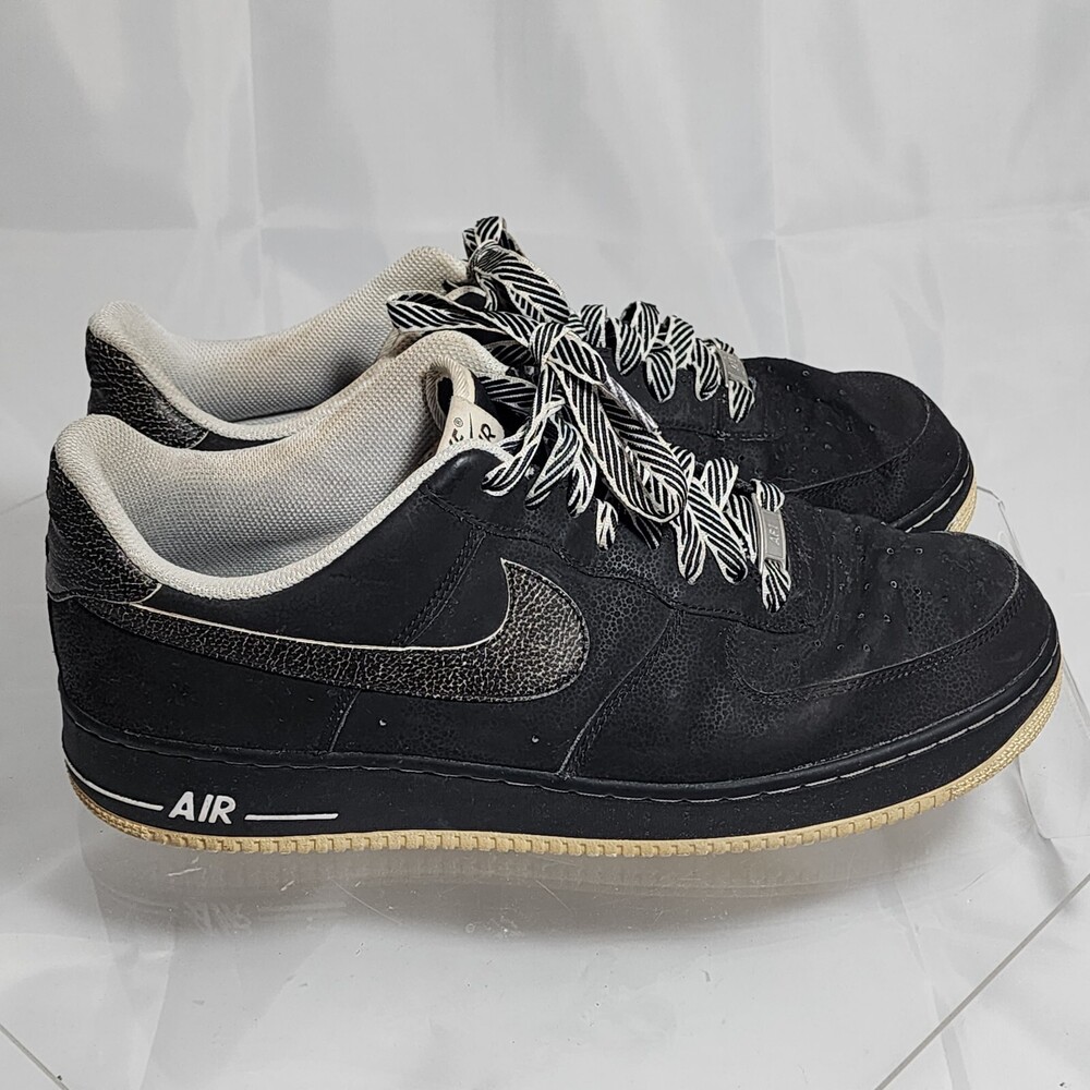 Men 13 Nike 2013 Air Force 1 Low Safari Black White 488298-043 Sneakers